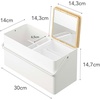 image:imageYAMAZAKI Home Tower Large Makeup Organizer Cosmetic Caddy With Handle Vanity Storage Drawer With Lid  Steel  WoodWhite