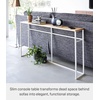 image:imageYAMAZAKI Home Tower Long Console Table for Entryway Or Hallways Narrow Behnd Sofa Table with Wooden Top  Long console table perfect for entryways or hallways Features a beautiful wooden top and a functional lower metal shelfWhite