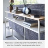 image:imageYAMAZAKI Home Tower Long Console Table for Entryway Or Hallways Narrow Behnd Sofa Table with Wooden Top  Long console table perfect for entryways or hallways Features a beautiful wooden top and a functional lower metal shelfWhite