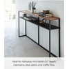 image:imageYAMAZAKI Home Tower Long Console Table for Entryway Or Hallways Narrow Behnd Sofa Table with Wooden Top  Long console table perfect for entryways or hallways Features a beautiful wooden top and a functional lower metal shelfBlack