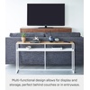 image:imageYAMAZAKI Home Tower Long Console Table for Entryway Or Hallways Narrow Behnd Sofa Table with Wooden Top  Long console table perfect for entryways or hallways Features a beautiful wooden top and a functional lower metal shelfWhite