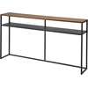 image:imageYAMAZAKI Home Tower Long Console Table for Entryway Or Hallways Narrow Behnd Sofa Table with Wooden Top  Long console table perfect for entryways or hallways Features a beautiful wooden top and a functional lower metal shelfBlack