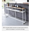 image:imageYAMAZAKI Home Tower Long Console Table for Entryway Or Hallways Narrow Behnd Sofa Table with Wooden Top  Long console table perfect for entryways or hallways Features a beautiful wooden top and a functional lower metal shelfWhite