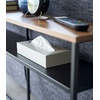 image:imageYAMAZAKI Home Tower Long Console Table for Entryway Or Hallways Narrow Behnd Sofa Table with Wooden Top  Long console table perfect for entryways or hallways Features a beautiful wooden top and a functional lower metal shelfBlack