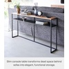 image:imageYAMAZAKI Home Tower Long Console Table for Entryway Or Hallways Narrow Behnd Sofa Table with Wooden Top  Long console table perfect for entryways or hallways Features a beautiful wooden top and a functional lower metal shelfBlack