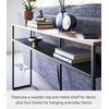 image:imageYAMAZAKI Home Tower Long Console Table for Entryway Or Hallways Narrow Behnd Sofa Table with Wooden Top  Long console table perfect for entryways or hallways Features a beautiful wooden top and a functional lower metal shelfBlack