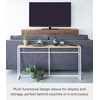 image:imageYAMAZAKI Home Tower Long Console Table for Entryway Or Hallways Narrow Behnd Sofa Table with Wooden Top  Long console table perfect for entryways or hallways Features a beautiful wooden top and a functional lower metal shelfWhite