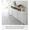image:imageYAMAZAKI Home Tower Long Console Table for Entryway Or Hallways Narrow Behnd Sofa Table with Wooden Top  Long console table perfect for entryways or hallways Features a beautiful wooden top and a functional lower metal shelfWhite