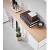 image:imageYAMAZAKI Home Tower Long Console Table for Entryway Or Hallways Narrow Behnd Sofa Table with Wooden Top  Long console table perfect for entryways or hallways Features a beautiful wooden top and a functional lower metal shelfWhite