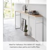image:imageYAMAZAKI Home Tower Long Console Table for Entryway Or Hallways Narrow Behnd Sofa Table with Wooden Top  Long console table perfect for entryways or hallways Features a beautiful wooden top and a functional lower metal shelfWhite