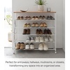 image:imageYAMAZAKI Home Tower Rolling FiveTier Shoe Rack Steel Frame with Wooden Top SpaceSaving Shoe Organizer On Wheels 34  Steel  Wood   Fivetier shoe storage organizer on wheels Durable steel frame with a wooden top A smart fit for modern homes FitsWhite