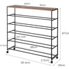 image:imageYAMAZAKI Home Tower Rolling FiveTier Shoe Rack Steel Frame with Wooden Top SpaceSaving Shoe Organizer On Wheels 34  Steel  Wood   Fivetier shoe storage organizer on wheels Durable steel frame with a wooden top A smart fit for modern homes FitsBlack