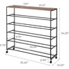 image:imageYAMAZAKI Home Tower Rolling FiveTier Shoe Rack Steel Frame with Wooden Top SpaceSaving Shoe Organizer On Wheels 34  Steel  Wood   Fivetier shoe storage organizer on wheels Durable steel frame with a wooden top A smart fit for modern homes FitsBlack