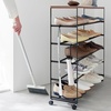 image:imageYAMAZAKI Home Tower Rolling FiveTier Shoe Rack Steel Frame with Wooden Top SpaceSaving Shoe Organizer On Wheels 34  Steel  Wood   Fivetier shoe storage organizer on wheels Durable steel frame with a wooden top A smart fit for modern homes FitsBlack
