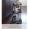 image:imageYAMAZAKI Home Tower Rolling Kitchen Island Three Tier Metal Storage Cart  Portable Organizer Shelves Utility Cart 26  Steel   Threetier metal storage cart serves as a rolling kitchen island Builtin wheels ensure smooth mobility for easy transportBlack