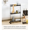 image:imageYAMAZAKI Home Tower Rolling Kitchen Island Three Tier Metal Storage Cart  Portable Organizer Shelves Utility Cart 26  Steel   Threetier metal storage cart serves as a rolling kitchen island Builtin wheels ensure smooth mobility for easy transportBlack