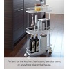 image:imageYAMAZAKI Home Tower Rolling Kitchen Island Three Tier Metal Storage Cart  Portable Organizer Shelves Utility Cart 26  Steel   Threetier metal storage cart serves as a rolling kitchen island Builtin wheels ensure smooth mobility for easy transportWhite