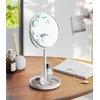 image:imageYAMAZAKI Home Tower Round Standing Mirror  Bathroom and Bedroom Organizer with TrayWhite