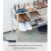 image:imageYAMAZAKI home Plain Expandable 3Tierd Shoe Rack White  Expandable threetiered space saving shoe rack Adds practical everyday storage Designed for convenient home organizationWhite
