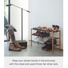 image:imageYAMAZAKI home Plain Expandable 3Tierd Shoe Rack White  Expandable threetiered space saving shoe rack Adds practical everyday storage Designed for convenient home organizationBlack