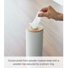image:imageYamazaki Home Rin Reusable Round Tissue Case Car Tissue Holder Slim Metal Tissue Container with Wooden Lid  Small  Steel  WoodAsh