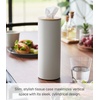 image:imageYamazaki Home Rin Reusable Round Tissue Case Car Tissue Holder Slim Metal Tissue Container with Wooden Lid  Small  Steel  WoodAsh