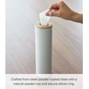 image:imageYamazaki Home Rin Reusable Round Tissue Case Car Tissue Holder Slim Metal Tissue Container with Wooden Lid  Small  Steel  WoodAsh
