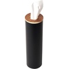 image:imageYamazaki Home Rin Reusable Round Tissue Case Car Tissue Holder Slim Metal Tissue Container with Wooden Lid  Small  Steel  WoodWalnut