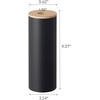 image:imageYamazaki Home Rin Reusable Round Tissue Case Car Tissue Holder Slim Metal Tissue Container with Wooden Lid  Small  Steel  WoodWalnut