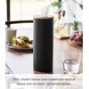 image:imageYamazaki Home Rin Reusable Round Tissue Case Car Tissue Holder Slim Metal Tissue Container with Wooden Lid  Small  Steel  WoodWalnut