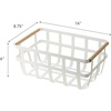 image:imageYamazaki Home Tosca Storage Basket  Home Organizer Bin Holder With Wooden Handle  Medium  Steel  Wood One Size