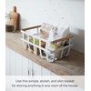 image:imageYamazaki Home Tosca Storage Basket  Home Organizer Bin Holder With Wooden Handle  Medium  Steel  Wood One Size