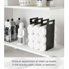 image:imageYamazaki Home Tower Interlocking Towel Organizer  Bathroom Storage Shelf Rack  Steel  Spacesaving towel organizer for bathroom shelves and countertops Sturdy steel construction ensures longlasting durabilityBlack