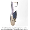 image:imageYamazaki Home Tower Leaning Ladder Rack Space Saving  Ladder 63  Steel  Leaning ladder hanger for bedroom closet living room bathroom storage Nonslip rubber caps protect floors and wallsBlack