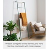 image:imageYamazaki Home Tower Leaning Ladder Rack Space Saving  Ladder 63  Steel  Leaning ladder hanger for bedroom closet living room bathroom storage Nonslip rubber caps protect floors and wallsForest Green