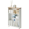 image:imageYAMAZAKI Home Bathroom Cart Rolling Slim Utility Storage with Handle YellowWhite
