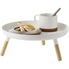 image:imageYAMAZAKI Home Pedestal Table Tray with Wooden Legs for Countertop White  Versatile metal pedestal table tray featuring wooden legs Ideal for countertop display Showcase food or accessoriesWhite