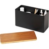 image:imageYAMAZAKI Home Rin Countertop Organizer Bathroom Kitchen Counter Organizer Metal Toiletries Holder  Steel  Wood  Versatile kitchen and bathroom countertop organizer Designed for convenient home organization Suits modern home storageBlack