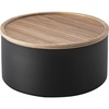 image:imageYAMAZAKI Home Rin Round Storage Case Snacks Toy Or Craft Supplies Holder Sewing Box Organizer Wooden Lid Tray  Tall  Steel  WoodWalnut