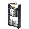 image:imageYAMAZAKI Home Slim Rolling Storage Cart  Narrow Kitchen Storage Cabinet with Handle Slim Storage Cart with Wheels Easy Assembly 32  Steel Black
