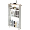 image:imageYAMAZAKI Home Slim Rolling Storage Cart  Narrow Kitchen Storage Cabinet with Handle Slim Storage Cart with Wheels Easy Assembly 32  Steel White