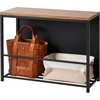 image:imageYAMAZAKI Home Storage Bench Entryway Mudroom Shelf with Wood Bench Black  Metal entrance mudroom storage shelf rack for slippers shoes boots or bags Designed for convenient home organizationBlack