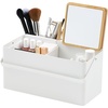 image:imageYAMAZAKI Home Tower Large Makeup Organizer Cosmetic Caddy With Handle Vanity Storage Drawer With Lid  Steel  WoodWhite