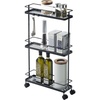 image:imageYAMAZAKI Home Tower Rolling Kitchen Island Three Tier Metal Storage Cart  Portable Organizer Shelves Utility Cart 26  Steel   Threetier metal storage cart serves as a rolling kitchen island Builtin wheels ensure smooth mobility for easy transportBlack