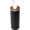 image:imageYamazaki Home Rin Reusable Round Tissue Case Car Tissue Holder Slim Metal Tissue Container with Wooden Lid  Small  Steel  WoodWalnut