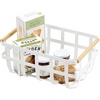 image:imageYamazaki Home Tosca Storage Basket  Home Organizer Bin Holder With Wooden Handle  Medium  Steel  Wood One Size