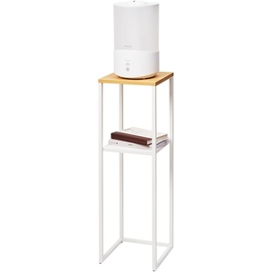 image:imageYAMAZAKI Home 2Tier Shelf Corner Display Side Table Steel  Wood White  Versatile twotier display shelf Spacesaving entryway or bedside console table ideal for humidifiers plants and booksWhite