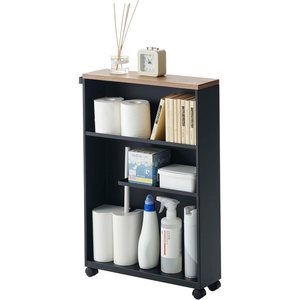 image:imageYAMAZAKI Home Bathroom Cart Rolling Slim Utility Storage with Handle YellowBlack