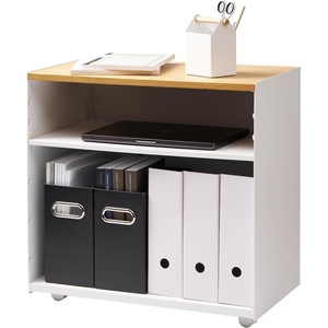 image:imageYAMAZAKI Home Hideaway Storage Cart Rolling Cart Adjustable Shelves White  Versatile rolling printer stand and mobile office organizer Rolling cart design with builtin wheels for easy mobilityWhite
