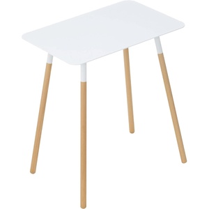 image:imageYAMAZAKI Home Plain Modern Rectangular Space Saving Side Table for Living Room Or Small Bedside Metal and Wood Accent End Table 20  Steel  Modern spacesaving design ideal for living rooms or small bedsides Beautiful metal and wood accent end table Saves spaceWhite